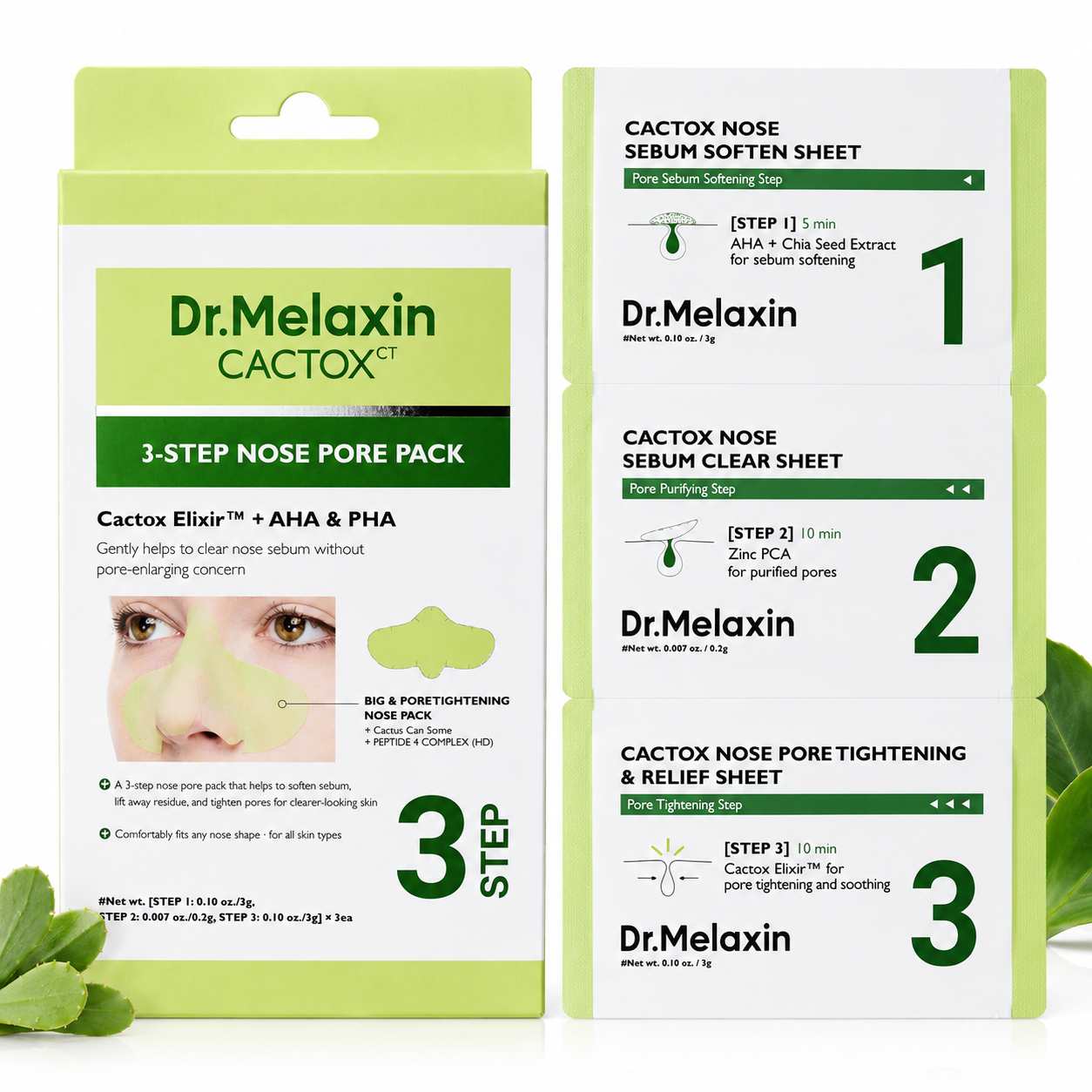 Cactox 3-Step Nose Mask Pack 3ea